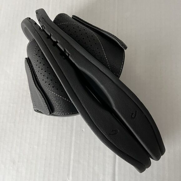 OluKai Nalu Slide Sandals Mens Black Water Resistant Slip On Casual Outdoor Sz 9 - Picture 4 of 16